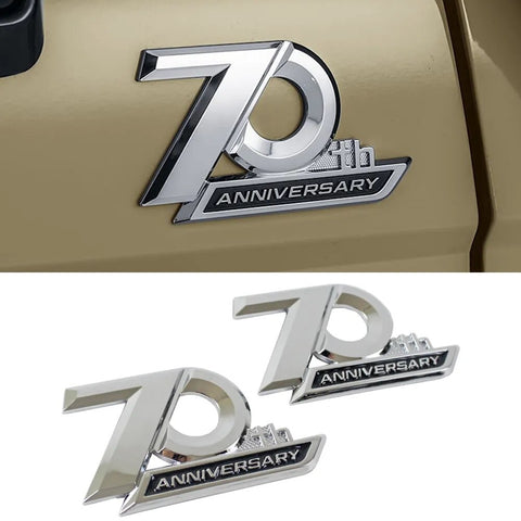 2pcs Chrome 70th Anniversary Side Emblem Sticker For Toyota Land Cruiser 70 Series LC76 LC79 LC78 LC75 Accessories