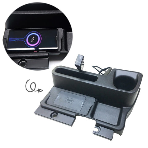 QC3.0 Fast Wireless Charger Centre Console Storage Box