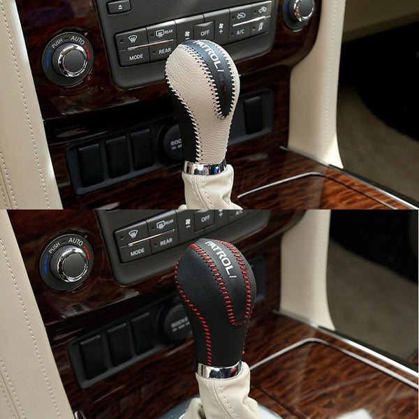 Hand Sewing Leather Car Gear Shift Knob Cover For Nissan Patrol Y62 Armada – LandCruiserParts